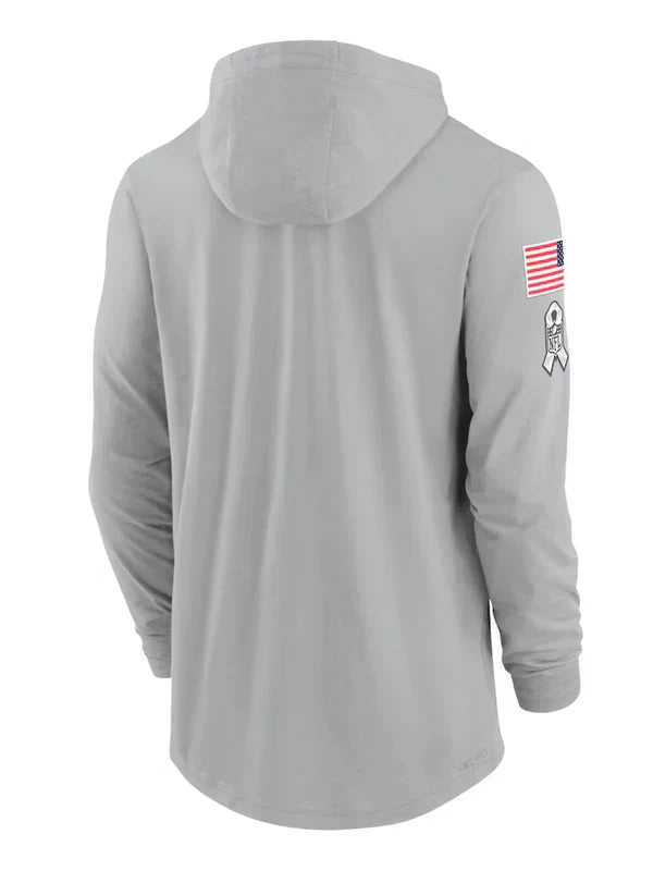 2024 Chicago Bears Salute to Service Long Sleeve Hooded T-Shirt