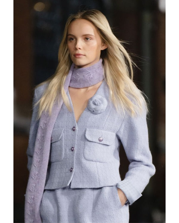 This Morning 2025 Lucy Boynton Lilac Wool Tweed Jacket – Refined Elegance with Modern Flair