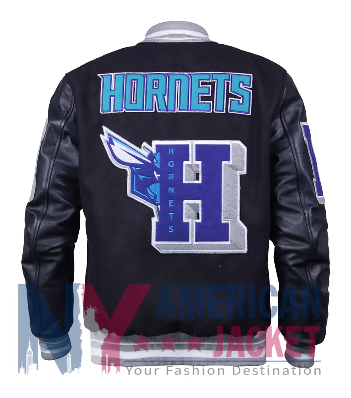 Charlotte Hornets Black Wool Varsity Jacket