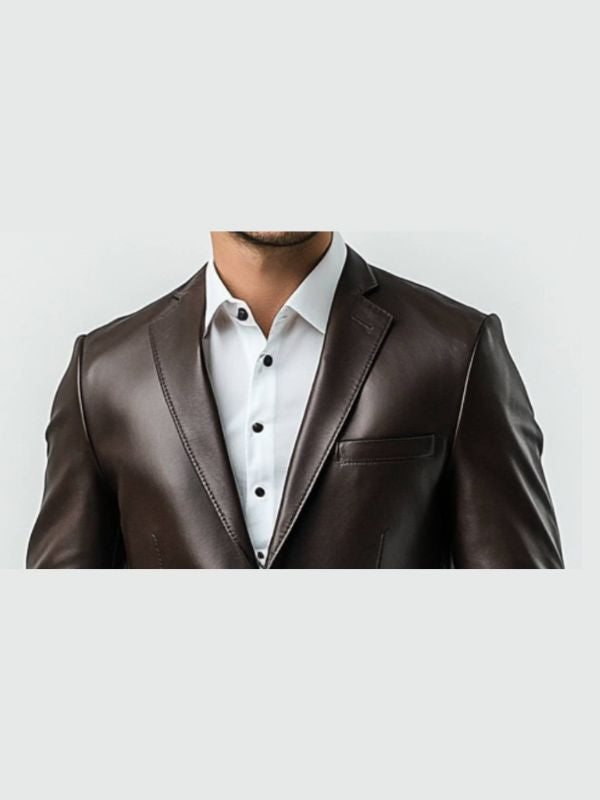 Finley Brown Leather Blazer – Leather Blazer for Men Brown