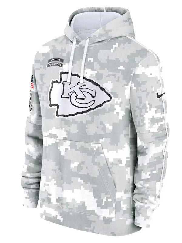 2024 Kansas City Chiefs Arctic Camo Salute to Service Hoodie Recreated Edition