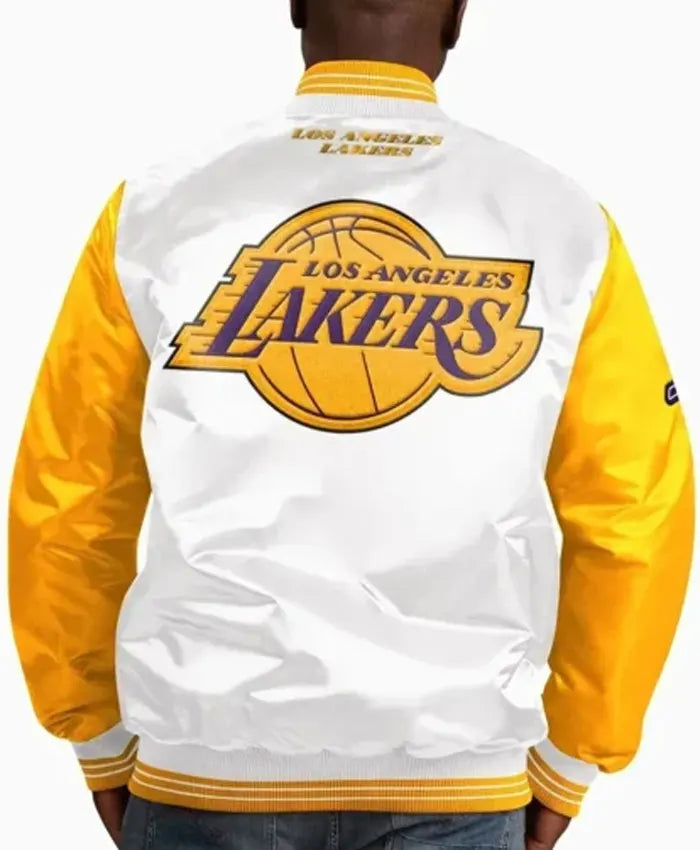 LA Lakers White Yellow Varsity Jacket