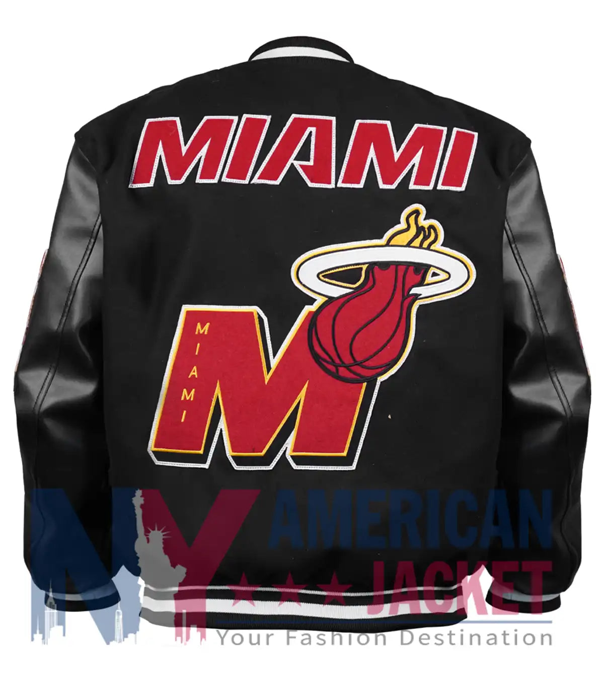 Miami Heat Mashup Logo Black Varsity Jacket