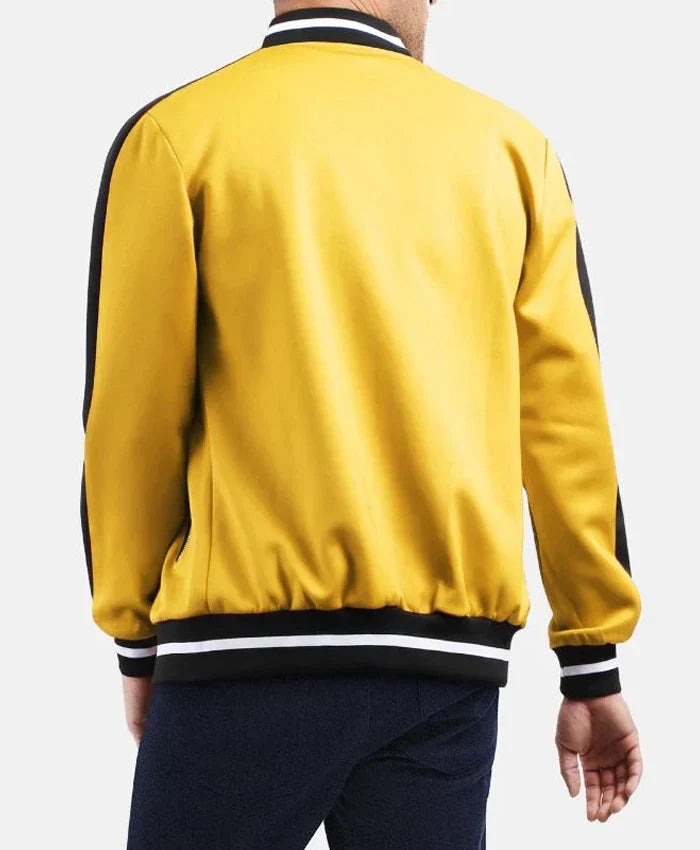 Trendy Black And Yellow Wool Varsity Jacket