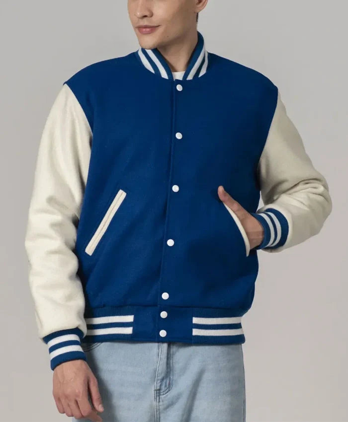 Unisex Navy Blue Varsity Lettermen Jacket