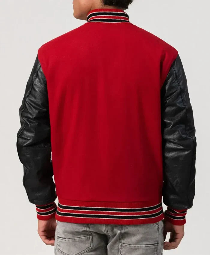 Unisex Red And Black Varsity Jacket