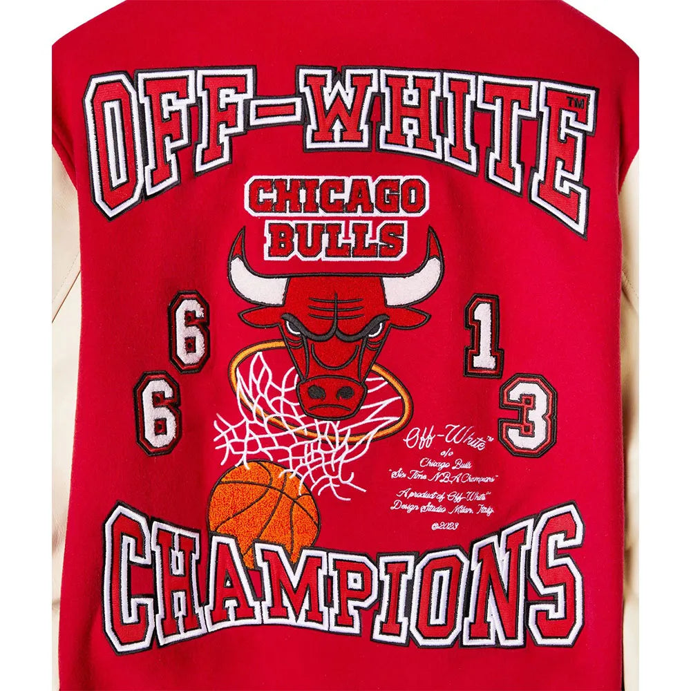 Chicago Bulls Off-White Varsity Jacket – Recreated Edition