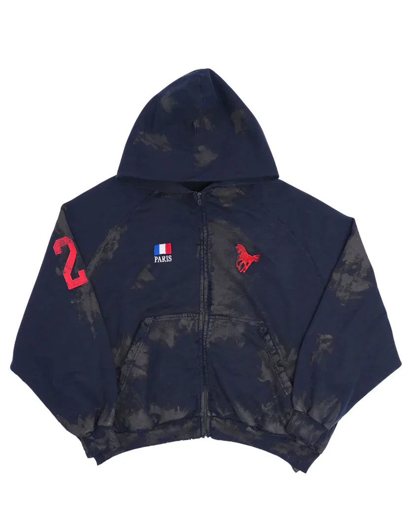 Balenciaga Distressed Polo Zip-Up Hoodie Recreated Edition