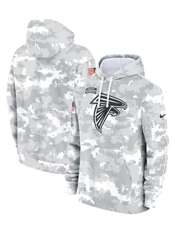 2024 Atlanta Falcons Arctic Camo Salute to Service Hoodie Recreated Edition