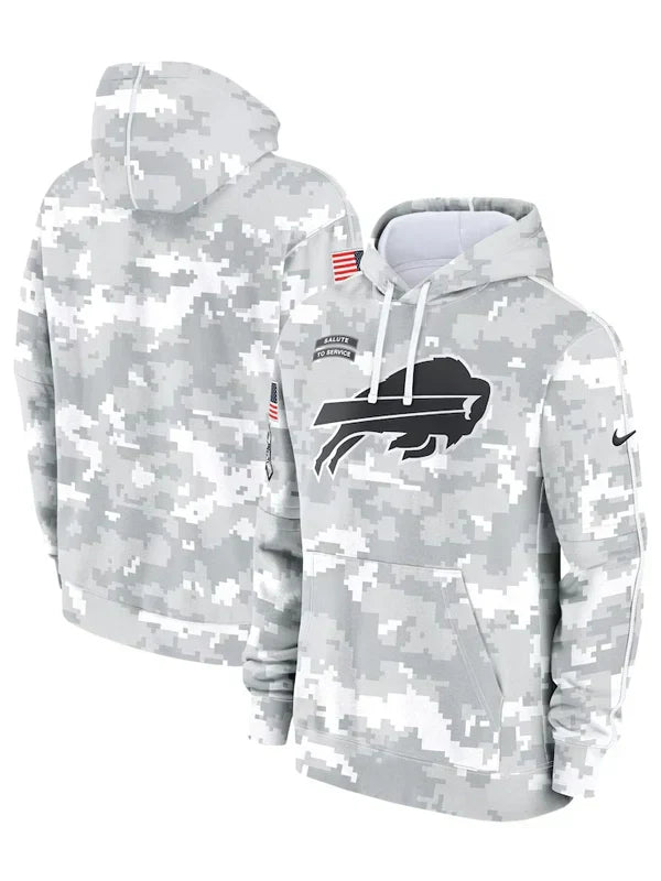 2024 Buffalo Bills Arctic Camo Salute to Service Hoodie Recreated Edition