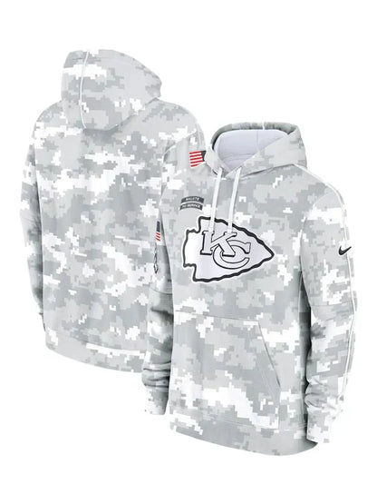 2024 Kansas City Chiefs Arctic Camo Salute to Service Hoodie Recreated Edition