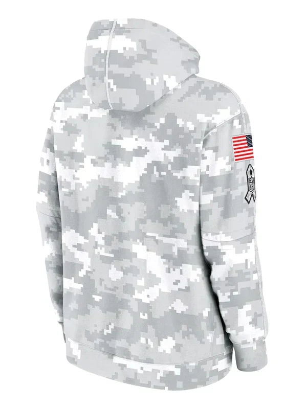 2024 Las Vegas Raiders Arctic Camo Salute to Service Hoodie Recreated Edition