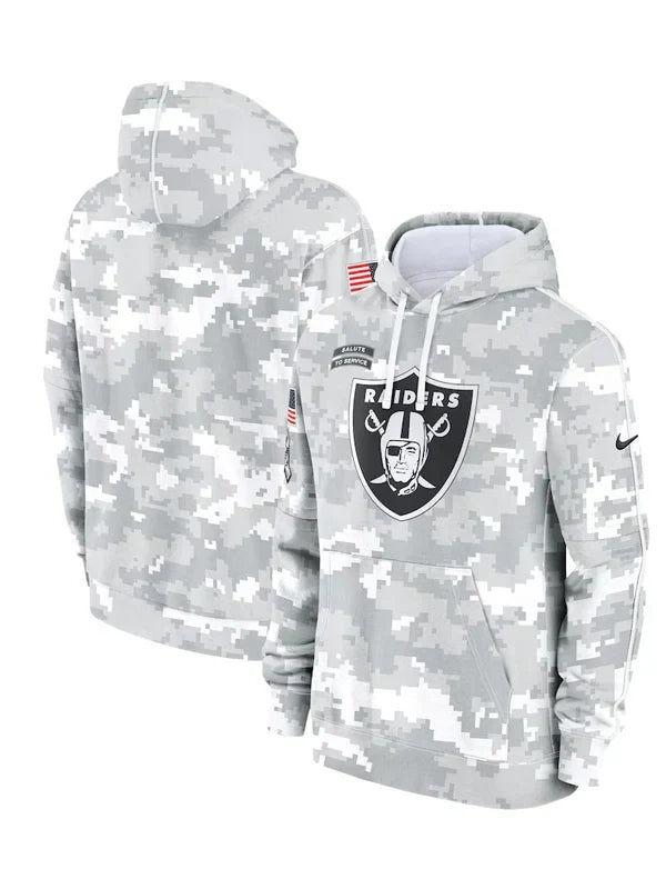 2024 Las Vegas Raiders Arctic Camo Salute to Service Hoodie Recreated Edition