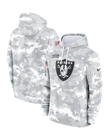 2024 Las Vegas Raiders Arctic Camo Salute to Service Hoodie Recreated Edition