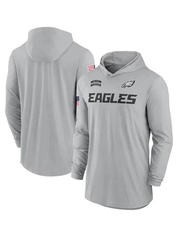 2024 Philadelphia Eagles Salute to Service Long Sleeve Hooded T-Shirt