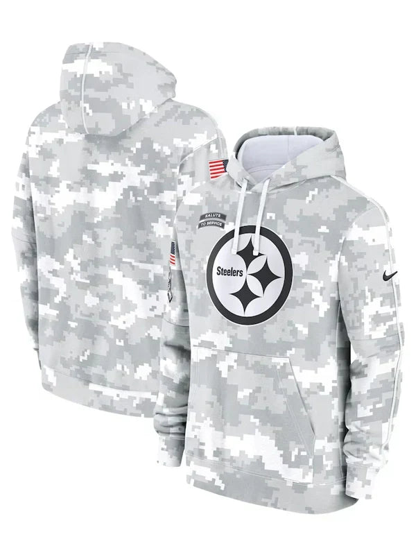 2024 Pittsburgh Steelers Arctic Camo Salute to Service Hoodie Recreated Edition