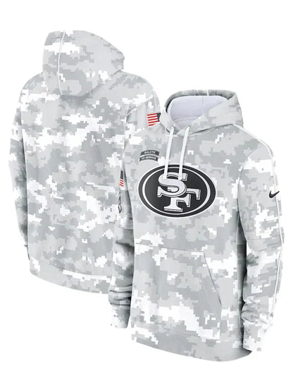 2024 San Francisco 49ers Arctic Camo Salute to Service Hoodie Recreated Edition