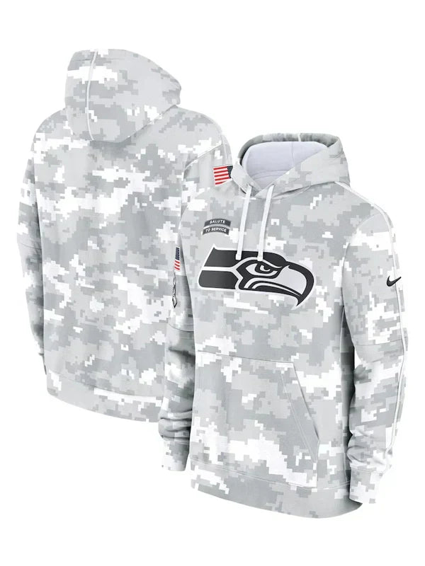 2024 Seattle Seahawks Arctic Camo Salute to Service Hoodie Recreated Edition