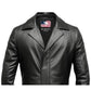 Men Black Long Leather Coat
