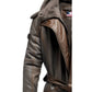 Men Dark Brown Leather Hooded Coat
