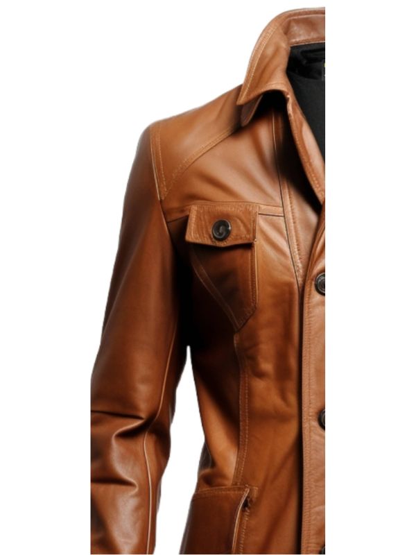 Vintage Brown Women Leather Long Coat