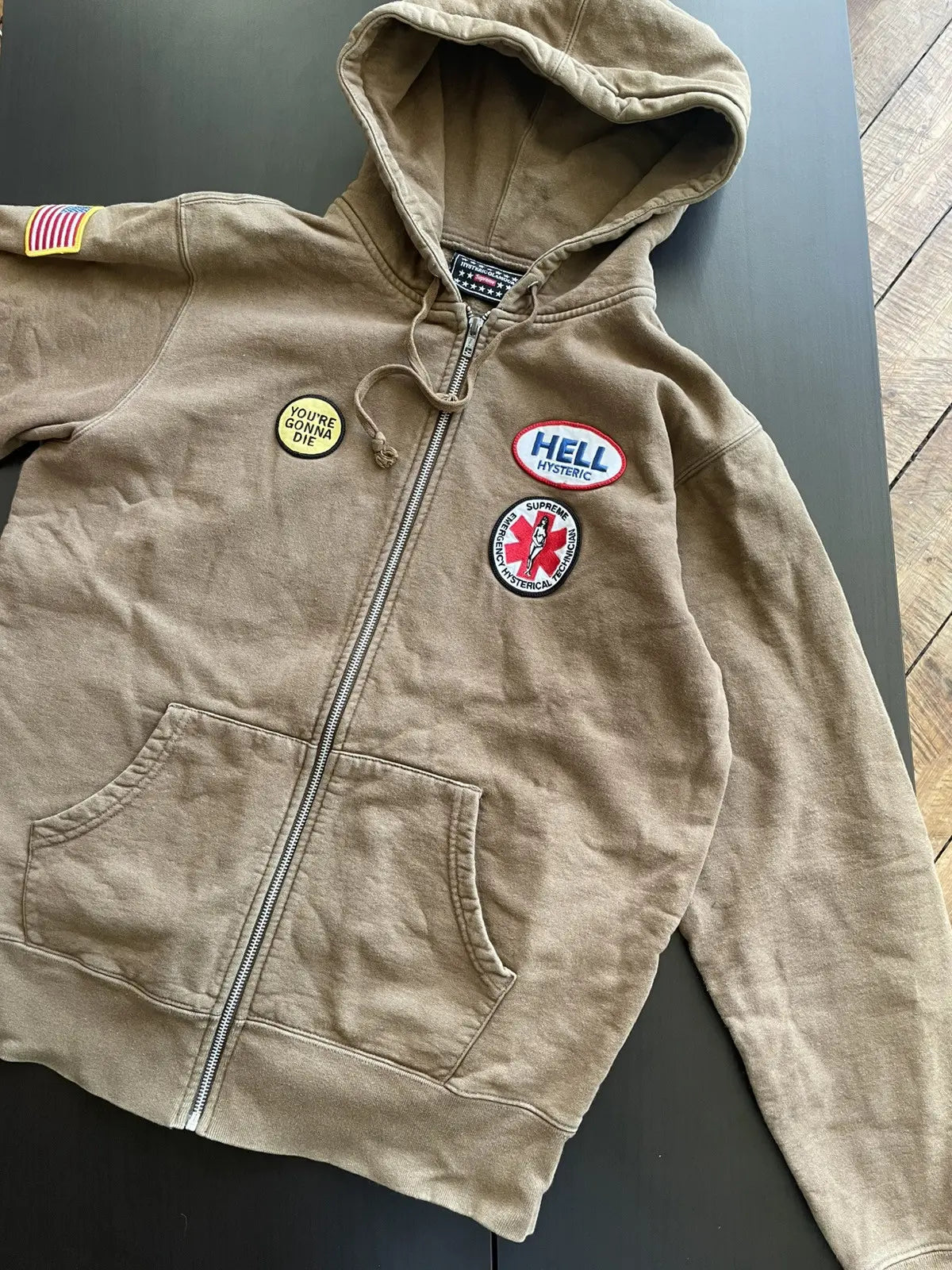 Supreme Hysteric Glamour "Fuck Hand Skeleton" Green Hoodie (Recreated Edition)