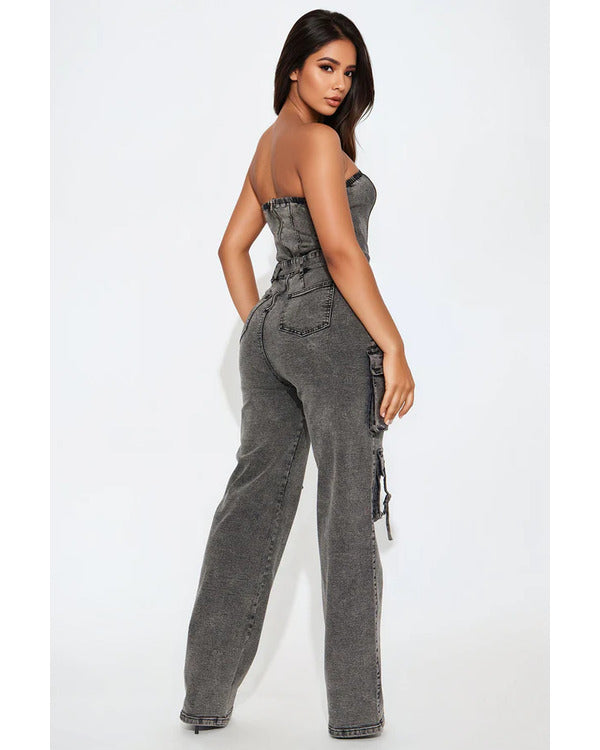 WWE Raw 2025 Jackie Redmond Grey Denim Cargo — Product Description