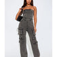 WWE Raw 2025 Jackie Redmond Grey Denim Cargo — Product Description