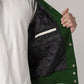 Baseball Forest Green And White Varsity Jacket With Leather Sleeves