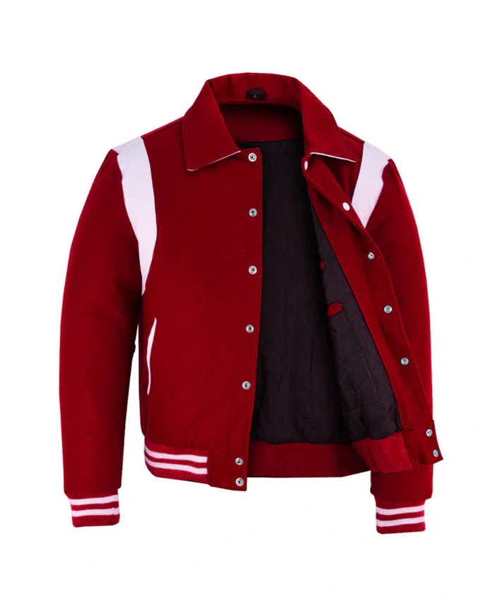Baseball Red Wool Lettermen Varsity Jacket