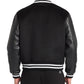 Black Wool Varsity Jacket With Leather Sleeves