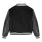 Black Wool Varsity Jacket With Leather Sleeves