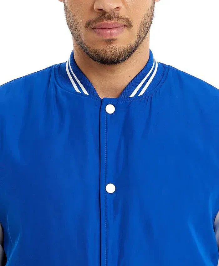 Blue and White Baseball Varsity Jacket