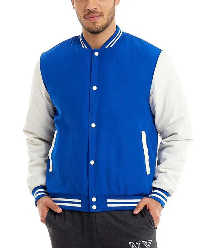Blue and White Baseball Varsity Jacket