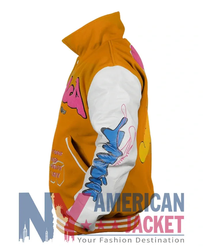 Boxy Fit Graffiti Varsity Jacket