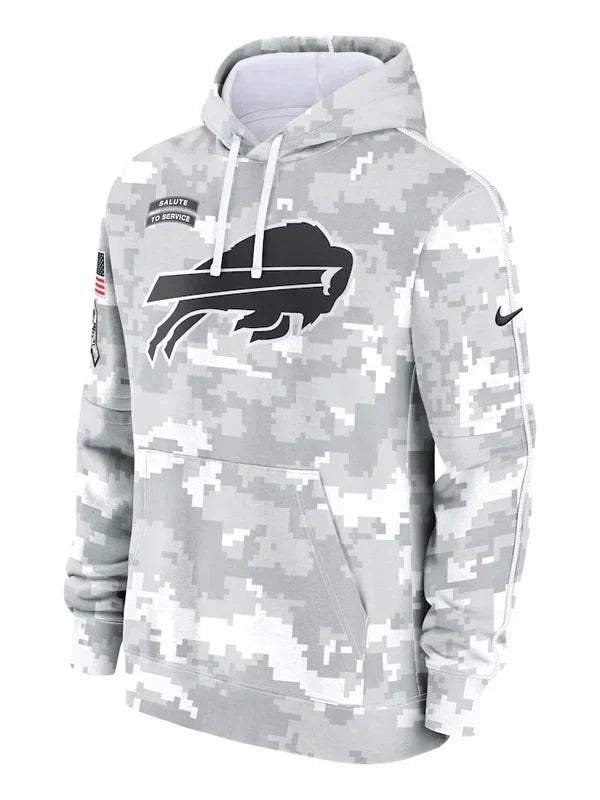 2024 Buffalo Bills Arctic Camo Salute to Service Hoodie Recreated Edition