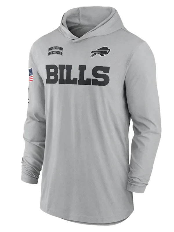 2024 Buffalo Bills Salute to Service Long Sleeve Hooded T-Shirt