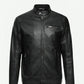 Men’s Cafe Racer Classic Black Leather Jacket - Sleek and Stylish