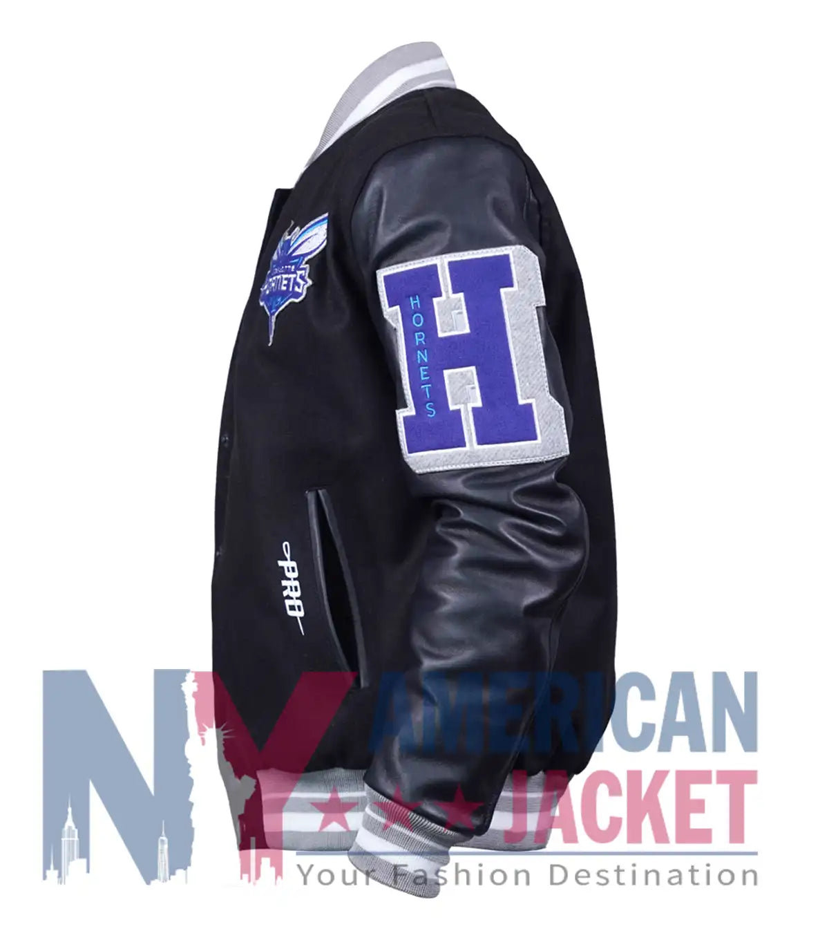 Charlotte Hornets Black Wool Varsity Jacket