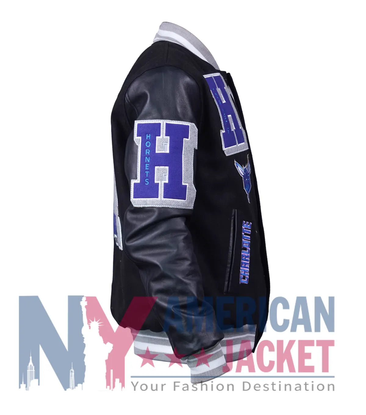 Charlotte Hornets Black Wool Varsity Jacket