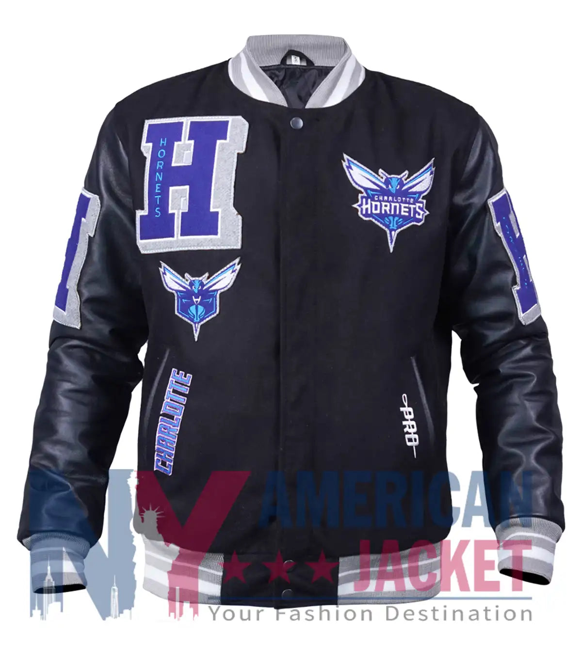 Charlotte Hornets Black Wool Varsity Jacket