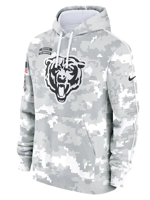 2024 Chicago Bears Arctic Camo Salute to Service Hoodie Recreated Edition