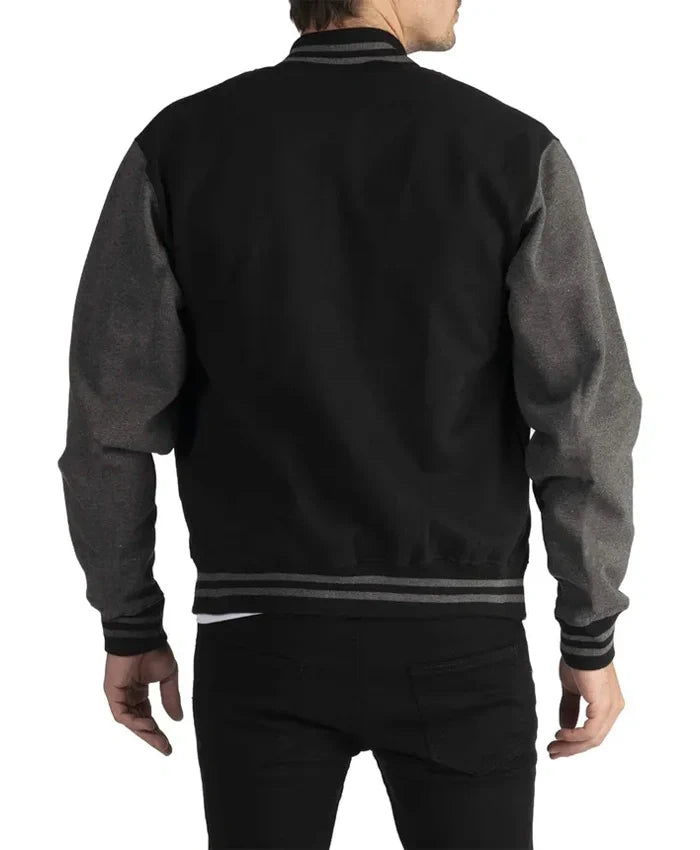 Douglas Men Black Wool Baseball Jacket
