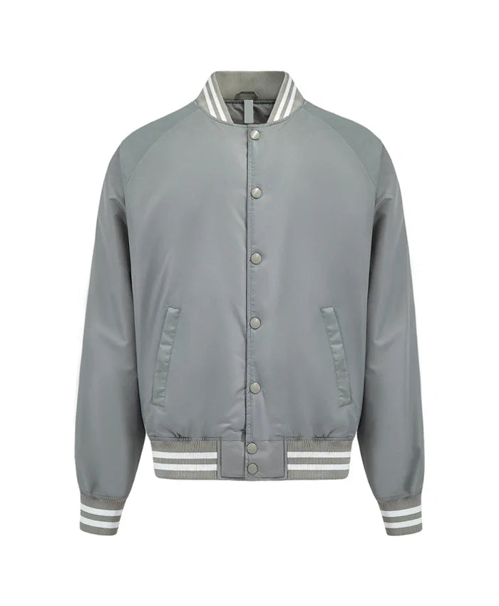 Essential Silver Satin Lettermen Bomber Jacket