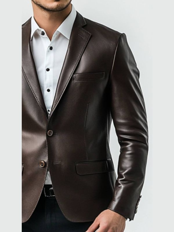 Finley Brown Leather Blazer – Leather Blazer for Men Brown