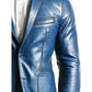 George Blue Leather Blazer – Leather Blazer for Men Blue