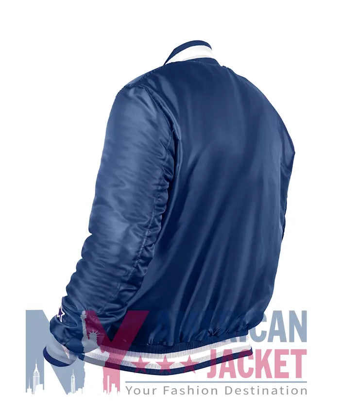 Georgetown Blue Satin Varsity Jacket