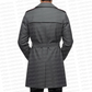 Gray trench coat on a white background with 'urban collections' branding.
