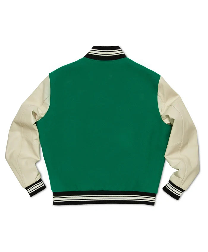 Green And White Varsity Bomber Jacket