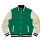 Green And White Varsity Bomber Jacket